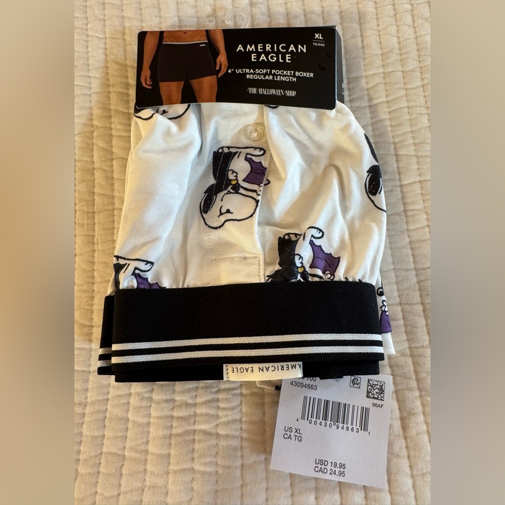 NWT!  American Eagle Peanuts Snoopy 4” Ultra-Soft Pocket Boxer Brief - XL